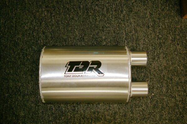 A stainless steel TDR muffler.