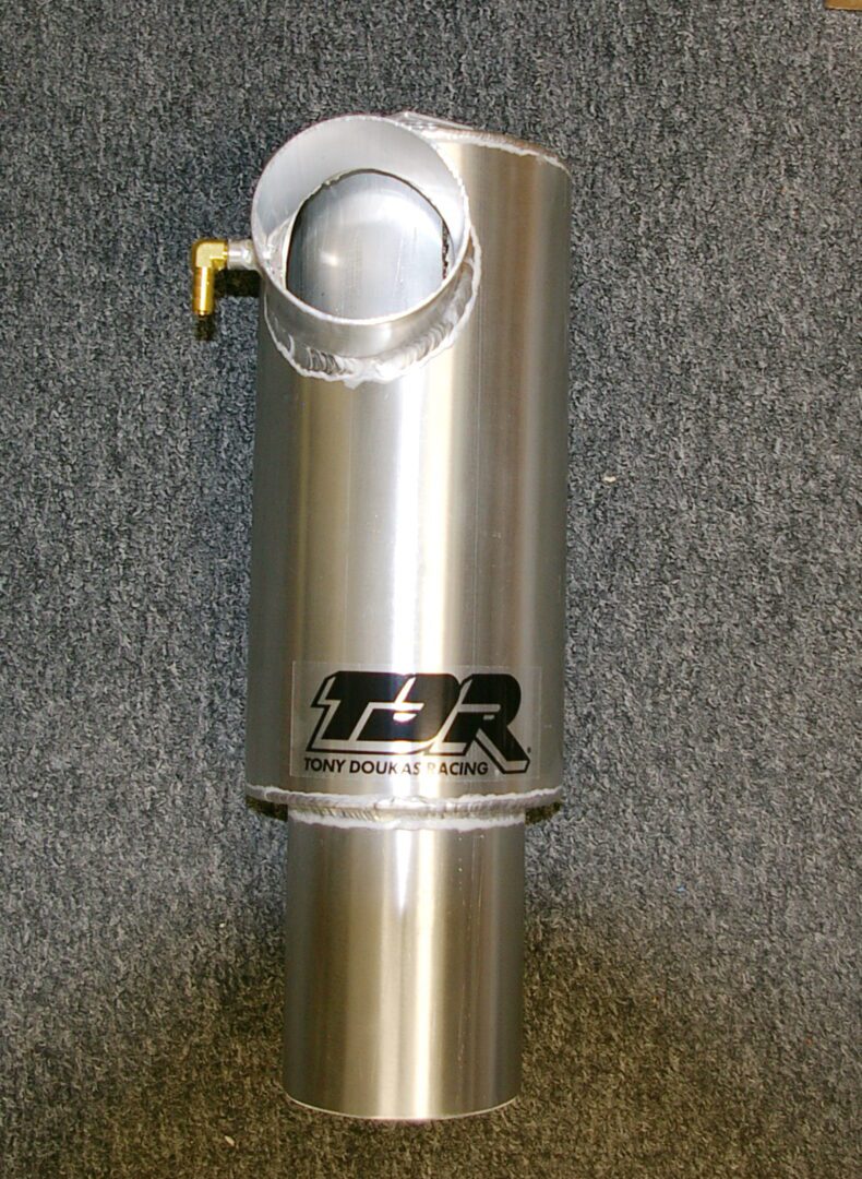 A silver metal air intake tube.