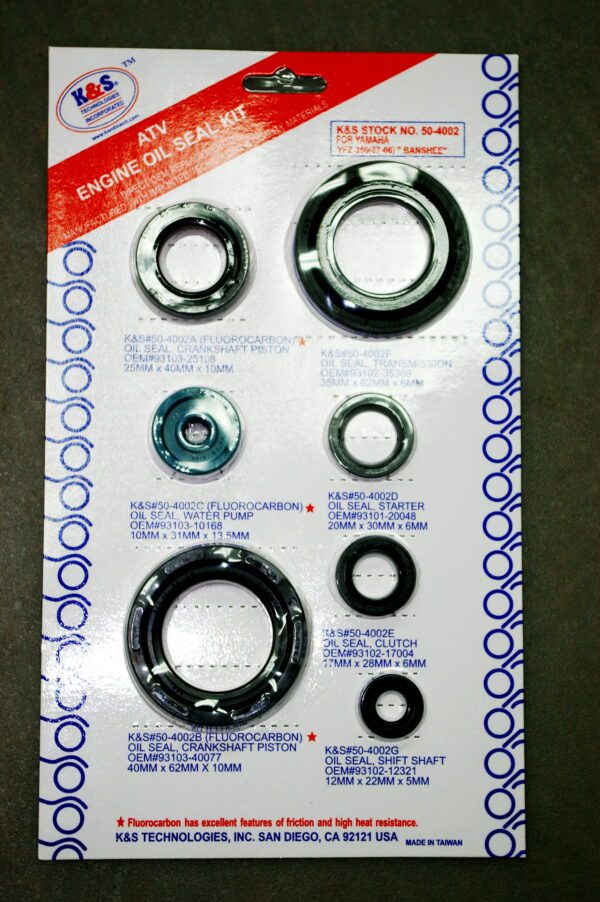 A package of washers and seals, including the K&S Complete Seal Kit for Banshee, Part# 15-5722.