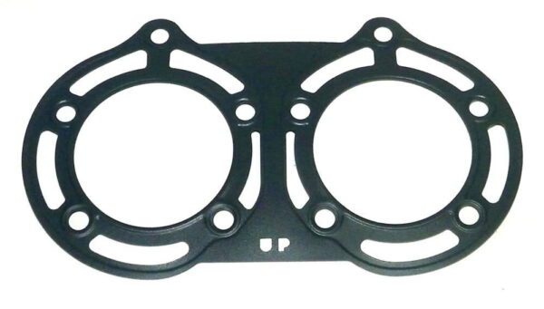 A black WSM, Stainless Big Bore head gasket with two holes, Part# 15-5726.