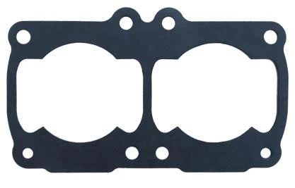 A black gasket with two holes, suitable for CPI, Cheetah Cub, Super Cub, and Powervalve Cylinders.