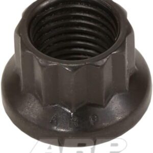 A black ARP nut for an axle nut with ARP NUTS, Part# 16-5838.