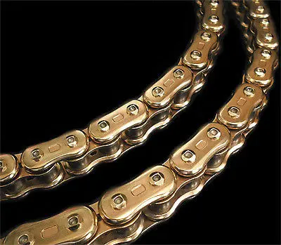 A pair of EK 3D MXR Chain Gold 150 links on a black background.