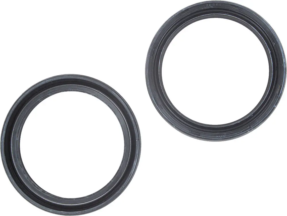 Two RZ 350 35mm fork seals Aftermarket K&S, Part# 1UA-23145-AM on a white background.