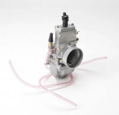 A pink hose attaches to the 38mm Mikuni Flat Slide Carburetor Kit, Part 22-5731.