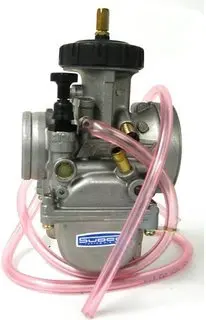 A 34mm Keihin " PJ " Carburetor Kit, Part 22-5747 with pink hoses is displayed in the image.