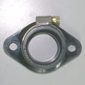 A metal plate with a hole, suitable for Mikuni Intake Flange (Part# 22-5805).