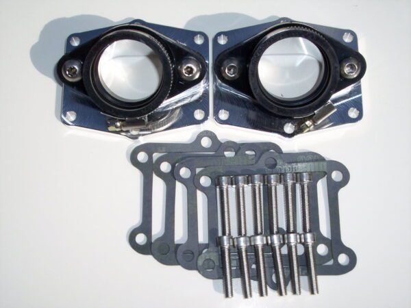 A set of Chariot Billet intake manifold,  38-41mm carbs, Cheetah Cylinder, Part# 22-5873 on a white surface.