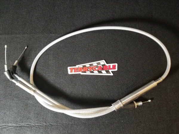 A Throttle cable for Thumb Throttle to 38 - 41mm carbs, Part# 22-5818 for a motorcycle.