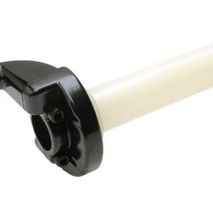 A black plastic handle with a white grip on a white background featuring Motion Pro CR Style Twist Throttle, Part# 36-5700.