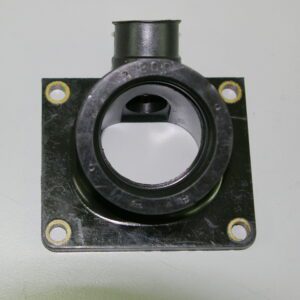 A black plastic plate with a hole in it, designed for the T-Rex Intake Manifold, OEM Yamaha, Part# 8CR-13555-00.