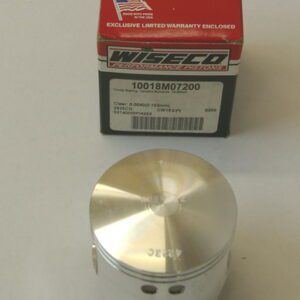 A Wiseco # 10018, Cheetah Super Cub Forged Piston Kit with a box in front of it, part# 10018.